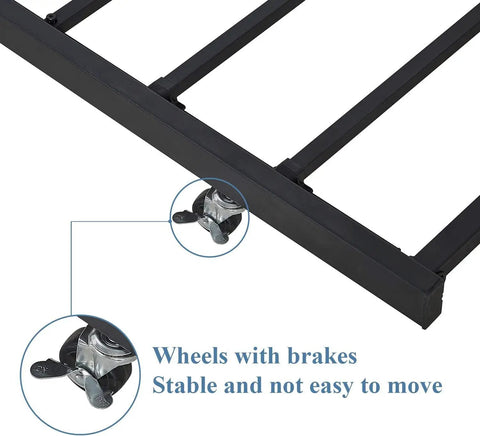 Wheels with brakes on Heavy Duty Twin Trundle Bed Frame Built Tough For Casual Hangouts And Epic Sleepovers Featuring Roll Out Guest Sleeping Platform Base Zero Sag Steel Slats And Easy Glide Lockable Casters Black.