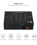 Heavy Duty Industrial USB 3.0 Hub With 20 Ports Delivers Slap 5Gbps Transfer Speeds and Badass 200W Charging Station features safety protections.