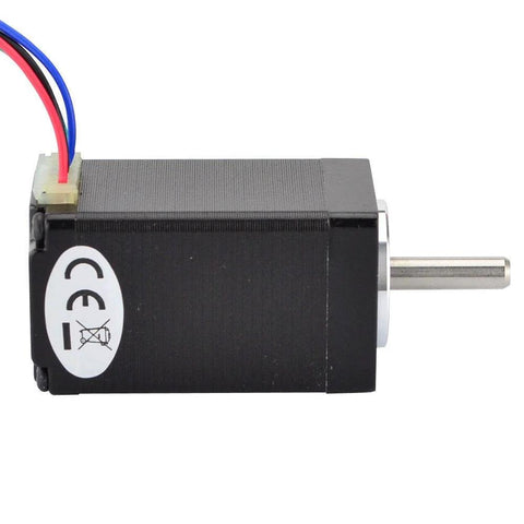 NEMA 11 bipolar micro stepper motor, 4 leads, 1.8° step, 12 Ncm torque, black housing, exposed shaft.