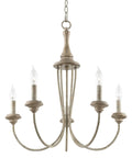 5-Light French Country Chandelier With Adjustable Height in Smoked Cedar and Rustic Metal Finish, classic uplight candlestick design.