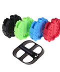 Four colorful non slip kid friendly bicycle pedals set for children, trikes, and mountain bikes; replacement bike pedals in durable black and vibrant shades.