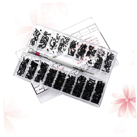 Miniature Screw Set With Countersunk Flat Head Screws In Transparent Storage Box For Glasses Watches Diy Projects And Repairs