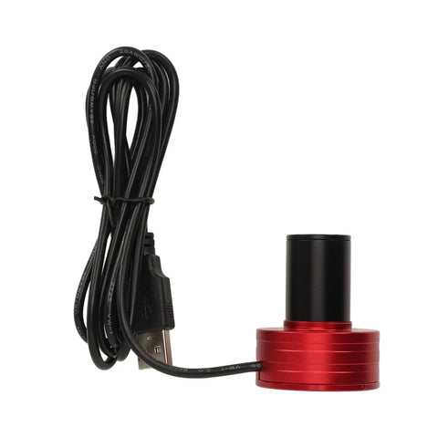 2MP Astronomy Eyepiece Camera for Telescopes, 1080P USB Digital Capture, red eyepiece with black USB cable, side view