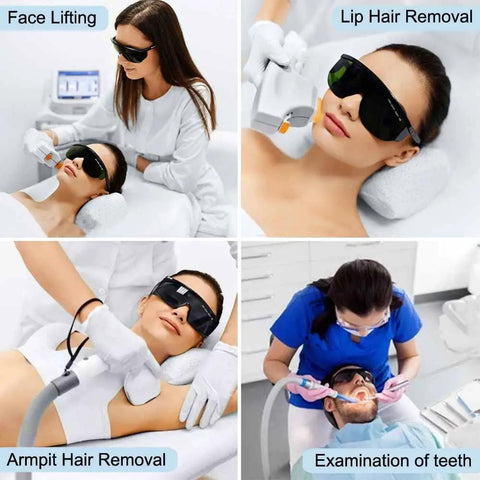 Legit Heavy Duty IPL Laser Safety Glasses With Solid Eye Protection And Broad Spectrum Shielding Against Ultraviolet Blue Light And Infrared Beams For Laser Hair Removal Treatment during various beauty treatments.