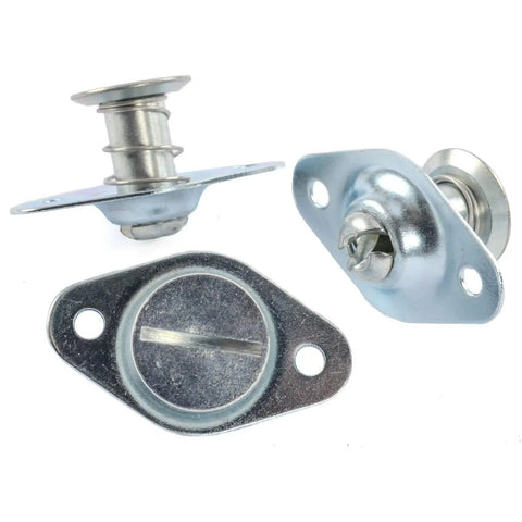 Straight Up Killer Quarter Turn Fasteners Featuring A 5 16 Inch Zinc Plated Shank Self Ejecting Slotted Drive and Rock Solid Mounting for Quick Swap Access, three fasteners with zinc plating.