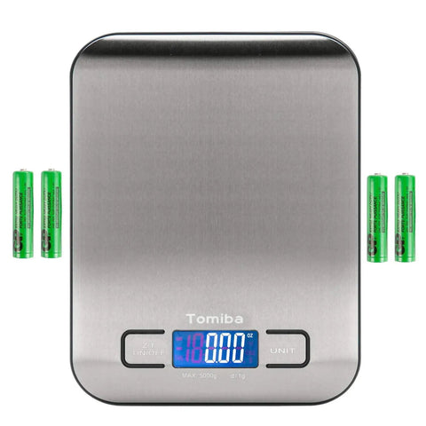Digital Kitchen Scale With 11 Lb Capacity, Grams And Ounces, Stainless Steel Platform, Backlit Display, Tare Function, Batteries Included