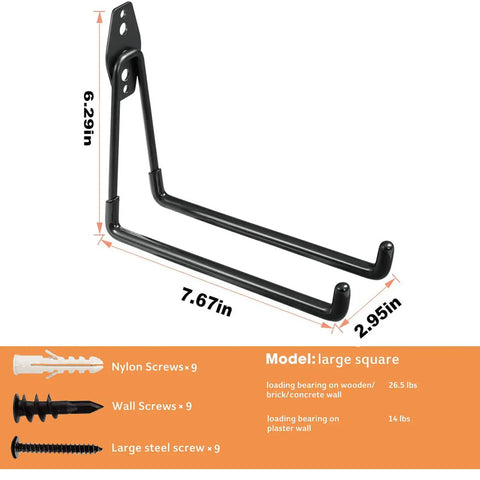 Heavy Duty Garage Storage Hooks 7.5 Inch Wall Mount Hangers dimensions and screws included