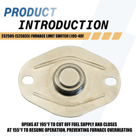 Furnace Limit Switch L195 40F Direct Replacement with metal casing, product introduction image