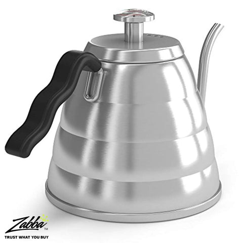 Gooseneck Kettle With Thermometer 34oz Stainless Steel Pour Over Coffee Maker And Tea Kettle With Precision Drip Spout For Drip Coffee French Press Stove Top 4 Cup 1L