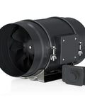 8 Inch Inline Duct Fan With 831 CFM And EC Motor, 0-100 Percent Variable Speed Controller, Heavy Duty Vent Booster, side view