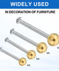 Brass Ball Finial Caps Set For Lighting, M3 M4 M5 M6 Threaded Nut Knobs, Decorative Lamp Cap Nuts, Gold Tone Decorative Screws