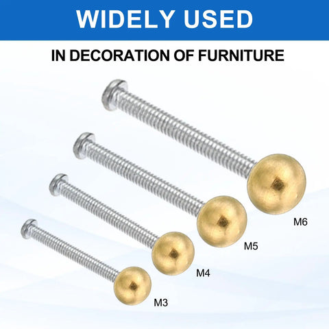 Brass Ball Finial Caps Set For Lighting, M3 M4 M5 M6 Threaded Nut Knobs, Decorative Lamp Cap Nuts, Gold Tone Decorative Screws
