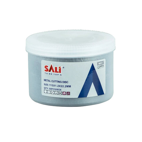 Front view: SALI metal cutting discs, 50-pack in tub; 4-1/2 in dia, 0.125 in thick, 7/8 in bore