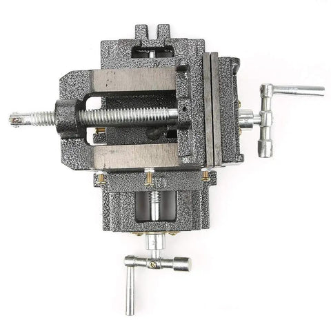 Heavy Duty 4 Inch Cross Slide Drill Press Vise With Double Direction Clamping For Milling Machine showing detailed view of clamping mechanism.