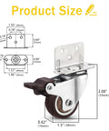 1.5 Inch Swivel Plate TPE Caster Wheels Pack Of 4 With Brake Low Profile L Bracket Casters shown with dimensions and brake