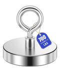 Beast Mode Neodymium Fishing Magnet With 700 Lbs Pulling Power And Countersunk Hole Eyebolt, round metal design with tag