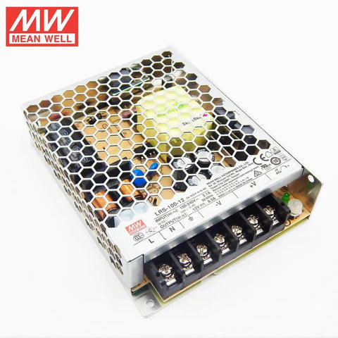 Heavy Duty 102W Industrial Switching Power Supply 12V DC 8Amps compact power supply with hexagonal mesh design and terminal connections.
