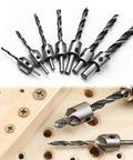 Mesee 7-piece HSS countersink drill bit set by Amazon; high-speed steel wood bits, sizes 3–10 mm, front view