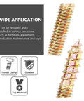 Double Ended Hanger Bolts Set Yellow Zinc Plated For Wood Furniture M4 M5 M6 M8 M10 Sizes With M4x40mm Length 20 Pieces close-up