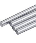 Four Pack 8mm By 350mm Linear Motion Shaft Rod For 3D Printers And CNC Machines Steel Guide Rod For Smooth Accurate Movement Heavy Duty Precision 8mm Shaft Durable Linear Guide Rod close-up of four steel rods
