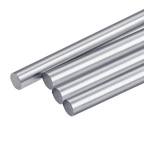 Ten Pack 8mm By 350mm Linear Motion Shaft For DIY CNC And 3D Printer Upgrades, steel rods close-up, smooth guide rails, 8mm diameter