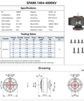 Set Of Four VCI 1404 4000KV FPV Brushless Motors For 3 Inch Toothpick Micro Drones 4S Ready specifications and components