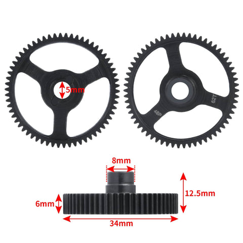 Heavy Duty Steel Spur Gear Set 55T 62T 48P For 1/10 Ford Bronco 4 Tec 2.0 RC Car Upgrade Parts Anti Rust Finish High Efficiency