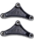 Tandem Trailer Axle Suspension Rebuild Kit With Six And One Eighth Inch Equalizers And Greaseable Shackle Bolts Ready To Roll For Eye To Eye Springs Replacement SHKTAWB356E, showing two black metal equalizers for trailers.