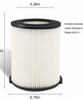 VF4000 Filter Replacement For Wet Dry Vacuums 5-20 Gallon, showing dimensions, compatible with Husky and Craftsman models