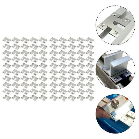 One Hundred Pack Heavy Duty Stainless Steel Solar Panel Grounding Clips Built Tough For Aluminum C Channel Rails On Roof And Carport Photovoltaic Rig Setup Top Shelf Electrical Bonding Hardware Spacers arranged for installation.