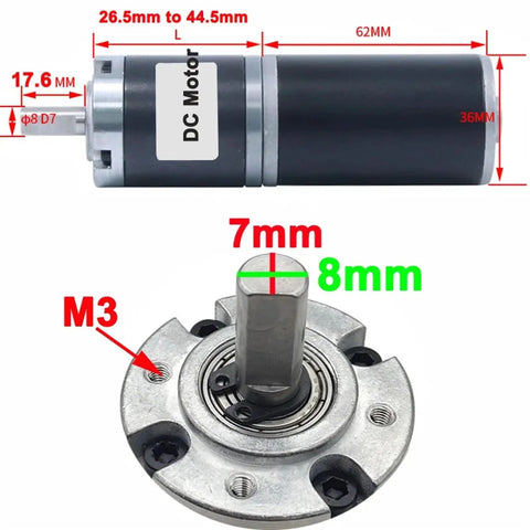 Dimensions of Beefy 12V 24V DC Planetary Gear Motor With High Torque Low Noise Long Life Reversible Adjustable Speed