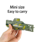 Hand holding Rad Six Channel RC Submarine Toy For Kids Waterproof With Diving And Surfacing Action Realistic Ocean Play in green color