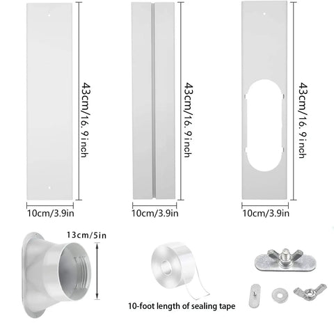 All In One Portable AC Window Kit With 5.1 Inch Exhaust Hose For Sliding Or Fixed Windows No Sweat Vent Panel For Ducting Universal Seal For Horizontal And Vertical Windows Easy Install
