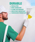 Man applying a DIY Wall Patch Repair Kit With Aluminum Self Adhesive Patches Includes 4x4 6x6 8x8 Patches Sandpaper And Putty Knife
