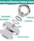 Exploded view of heavy duty neodymium fishing and salvage magnet set showing components like rings and gaskets