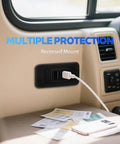 Road Certified Two Pack Rv Usb Outlet 12V 24V Wall Mount Dual Type A And C Fast Charger installed in vehicle interior.