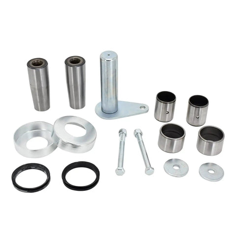 Heavy Duty 1.25 Inch Tapered Pivot Pin Bushing Rebuild Kit For Skid Steer Loaders with bushings, pins, and seals displayed