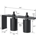 Heavy Duty Slide Gate Guide Roller 3 Inch With L Shaped Rear Post Bracket Iron Gate Guide Wheel Pulley And Adjustable Bolts Universal Gate Support Assembly For Sliding Rolling Gates, front view with dimensions.