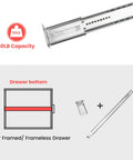 Heavy Duty 16 Inch Center Mount Drawer Slides Track With Silent Ball Bearings, Cold Rolled Steel, Zinc Plated Finish For Smooth Quiet Operation, 2 Pack, 50 lb capacity