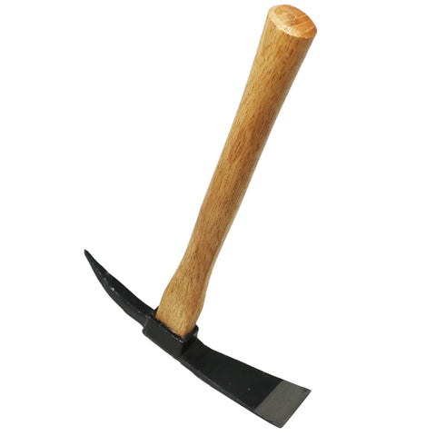 Beast Of A Heavy Duty Japanese Hand Forged Steel Pick Axe For Digging And Weeding Gardens 14-3/4 Inch Mattock Tool With Wood Handle