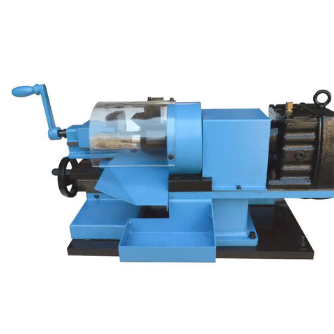 1 HP Electric Tube Notcher Crushes Schedule 40 And 80 Pipe With Variable Speed End Mill And 110V Motor Handles Up To 2 Inch Diameter side view of notching machine with clear cover.