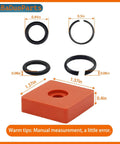 10 Sets 1/2 Inch Impact Wrench Retaining Ring Clips With O Ring And Anvil Install Tool For 1/2 Inch Square Drive Sleeves, image displaying O-rings, clips, and install tool with measurements.