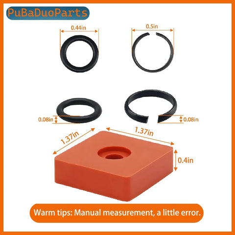 10 Sets 1/2 Inch Impact Wrench Retaining Ring Clips With O Ring And Anvil Install Tool For 1/2 Inch Square Drive Sleeves, image displaying O-rings, clips, and install tool with measurements.