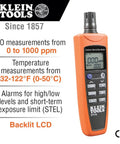 ET110 CO Meter And Carbon Monoxide Tester With Short Term Exposure Limit Alarm, orange portable detector detail view