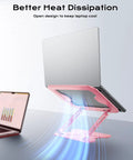 Adjustable Laptop Stand For Desk With Metal Foldable Riser Portable Ventilated Cooling Mount For 10 To 16 Inch Laptops Pink Ergonomic Holder For MacBook Air Pro And More On The Go with laptop.