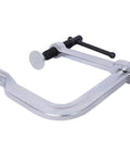 Heavy Duty Drop Forged Steel F Clamps 1400 Lbs Force 12 Inch Jaw Opening 4-3/4 Inch Throat Depth Pack Of 4 close-up of clamp.
