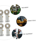 Four Shop Tested PHS6 Rod End Bearings featuring sharp female thread for machinery and power tools, engineered for smooth operation.
