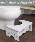 7 Inch Toilet Stool For Easy Bowel Movements, Adult And Kid Friendly Bathroom Step Stool With Detachable Wood Board in bathroom