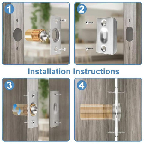 Installation instructions for Stainless Steel Ball Catch for Top Of Door And Closet Doors Recessed Install Adjustable Spring