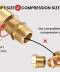 Brass 3/4 Inch NPT Nipple Set With Hex Two Piece Male Pipe Fittings not compatible with compression end